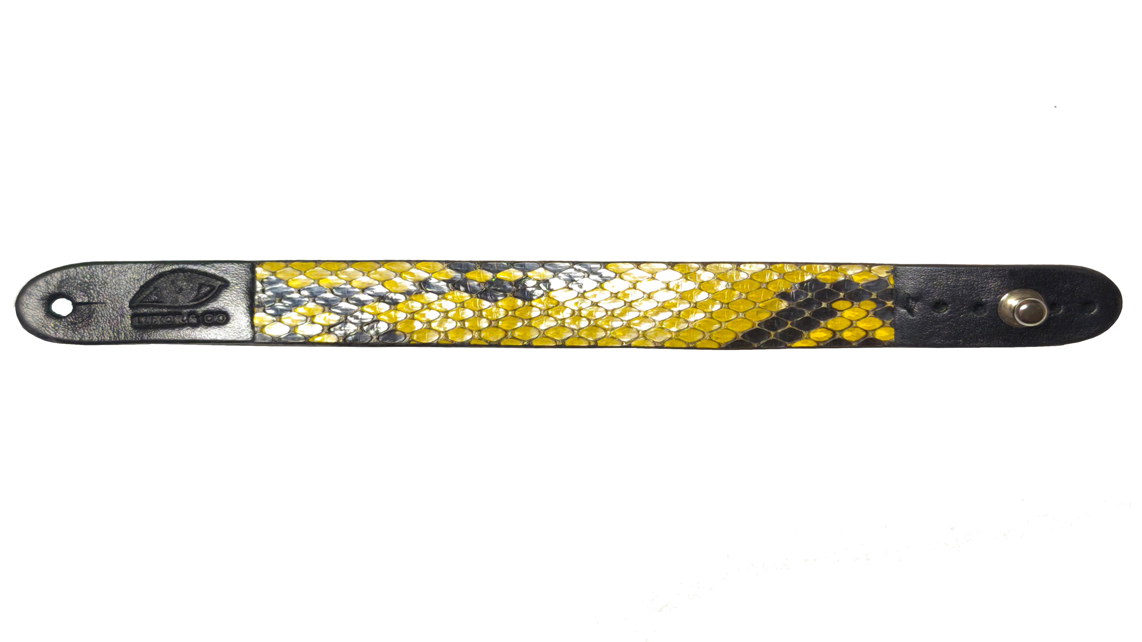Pulsera de Pitón Natural - Amarillo Sol y Carbón (2 cm)