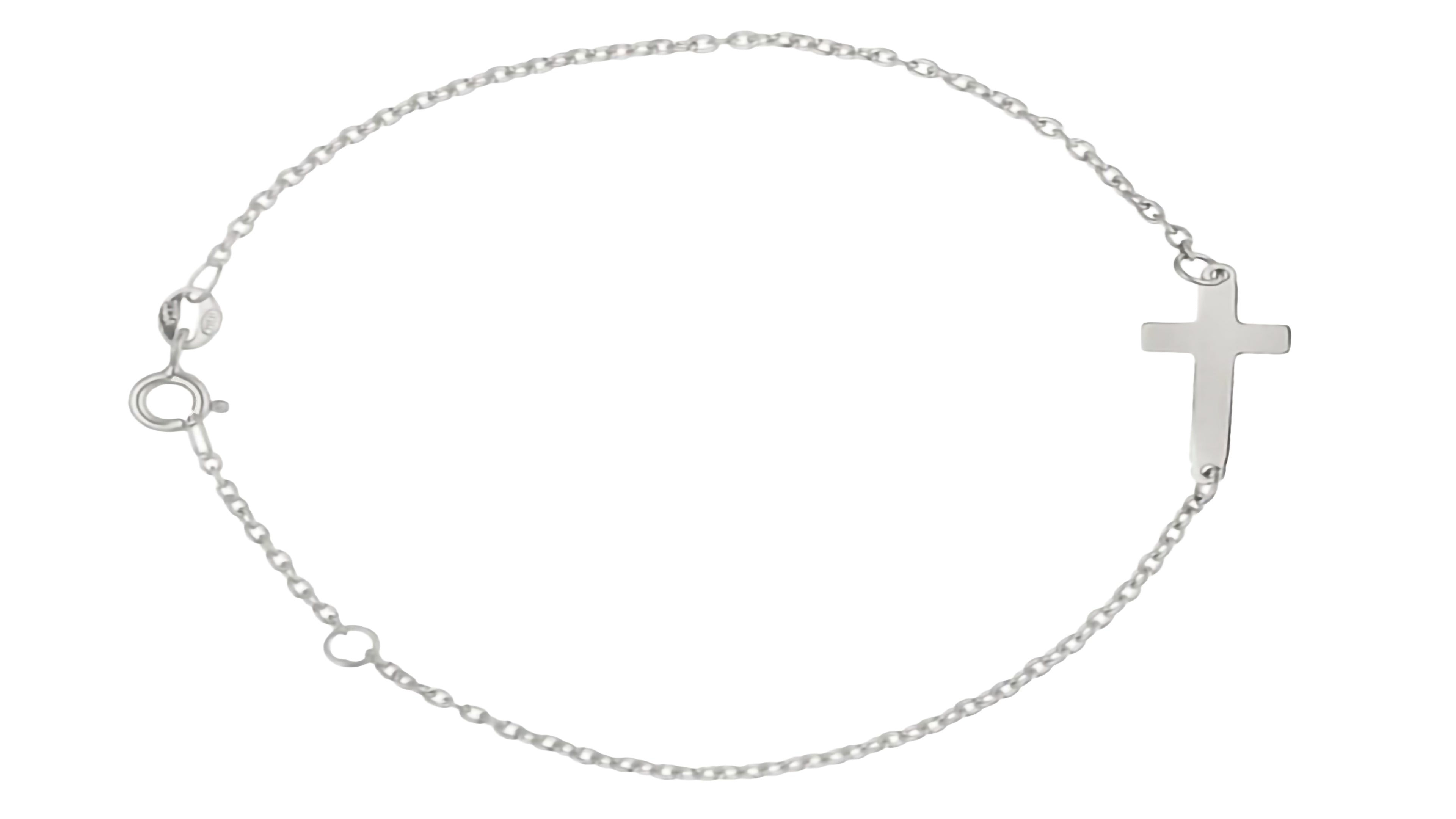 Pulsera de Cruz en Oro Blanco 18K - Elegancia Minimalista y Ajustable