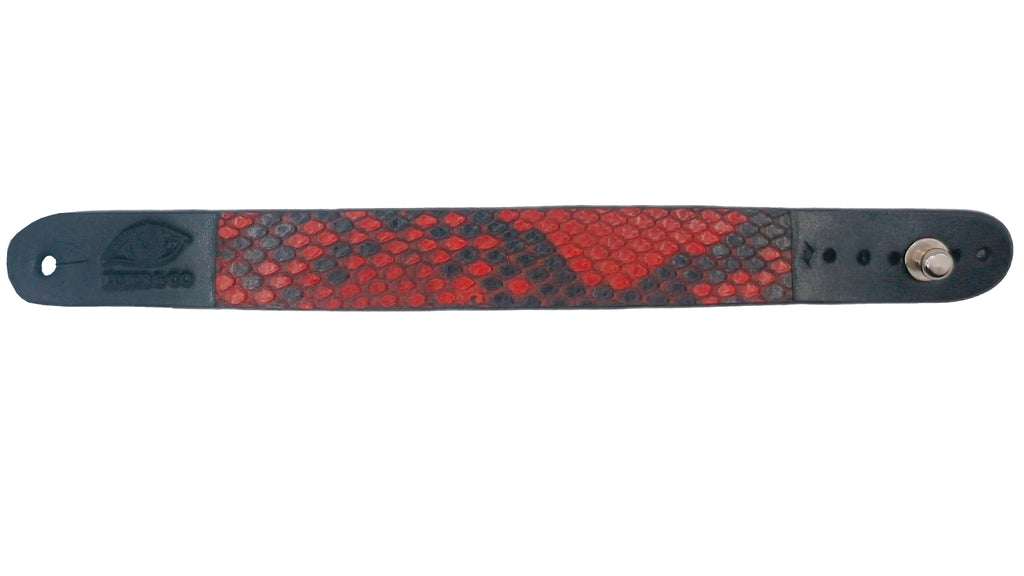 Pulsera de Pitón Natural - Rojo Intenso y Carbón (2 cm)