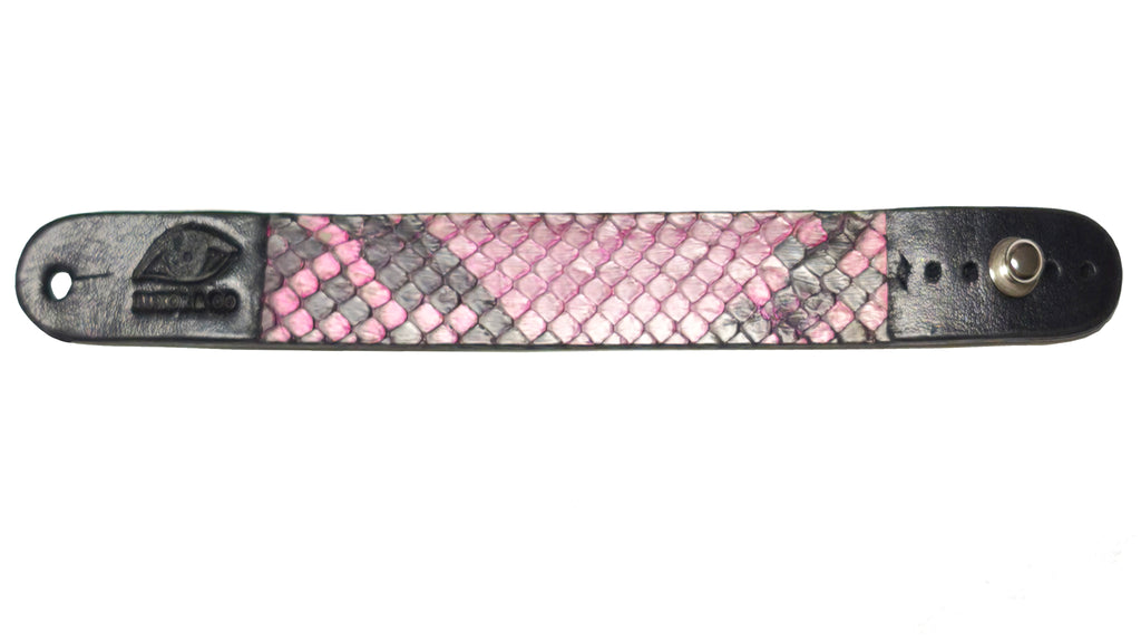 Pulsera de Pitón Natural - Rosa Fucsia y Carbón (2 cm)