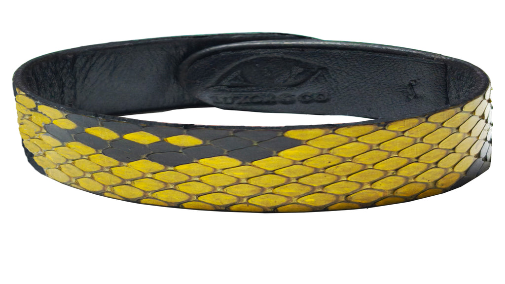 Pulsera de Pitón Natural - Amarillo Sol y Carbón (2 cm)
