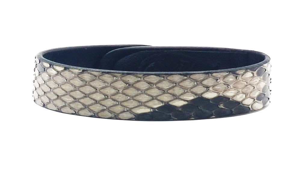 Pulsera de Pitón Natural - Blanco y Carbón (2 cm)