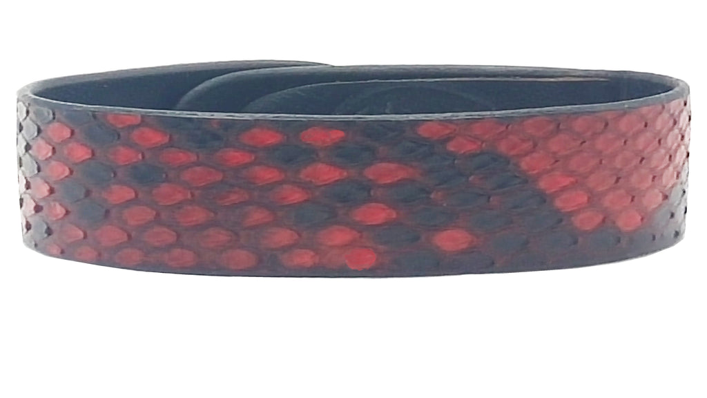 Pulsera de Pitón Natural - Rojo Intenso y Carbón (2 cm)