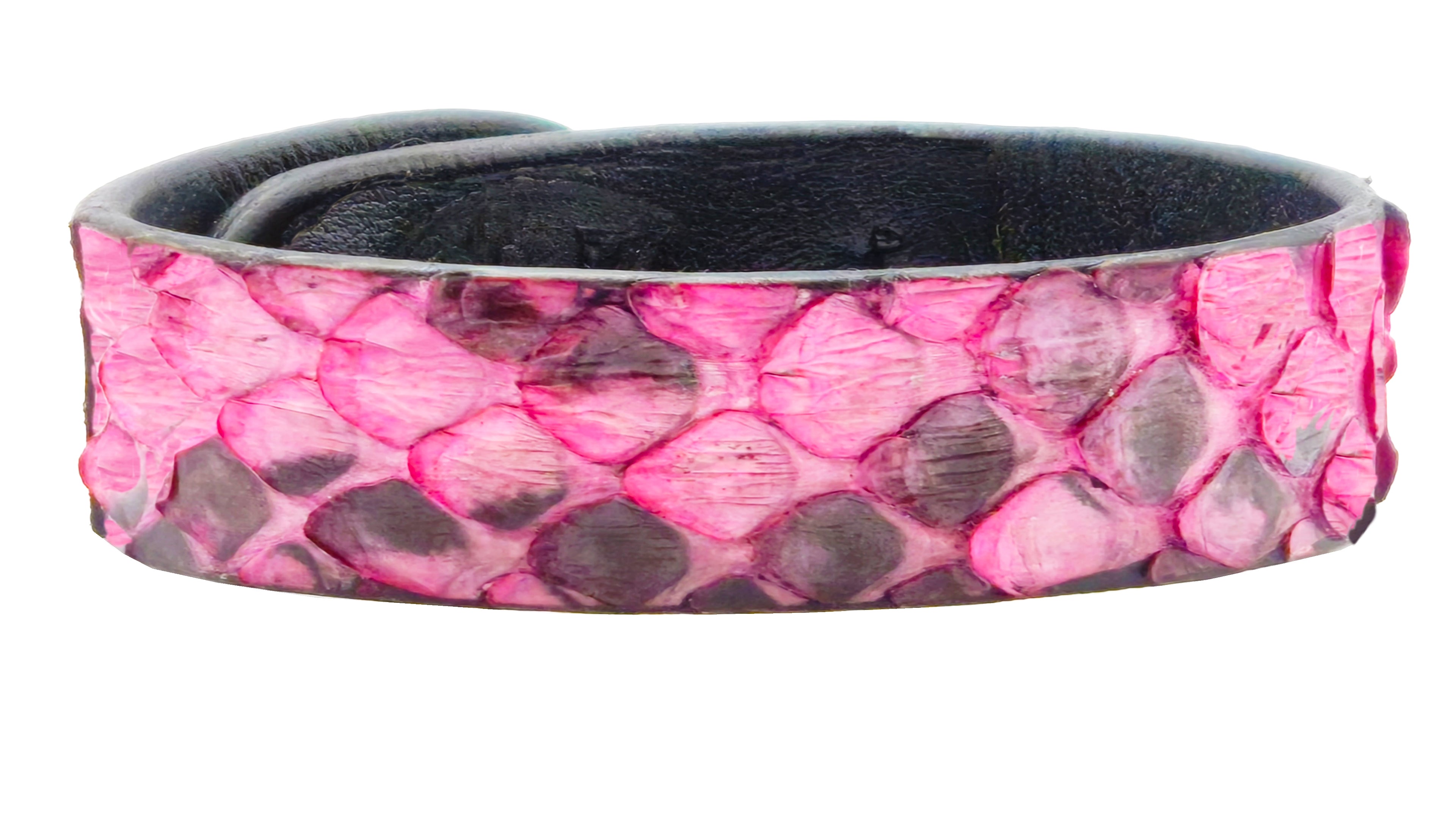 Pulsera de Pitón Natural - Rosa Fucsia y Carbón (2 cm)